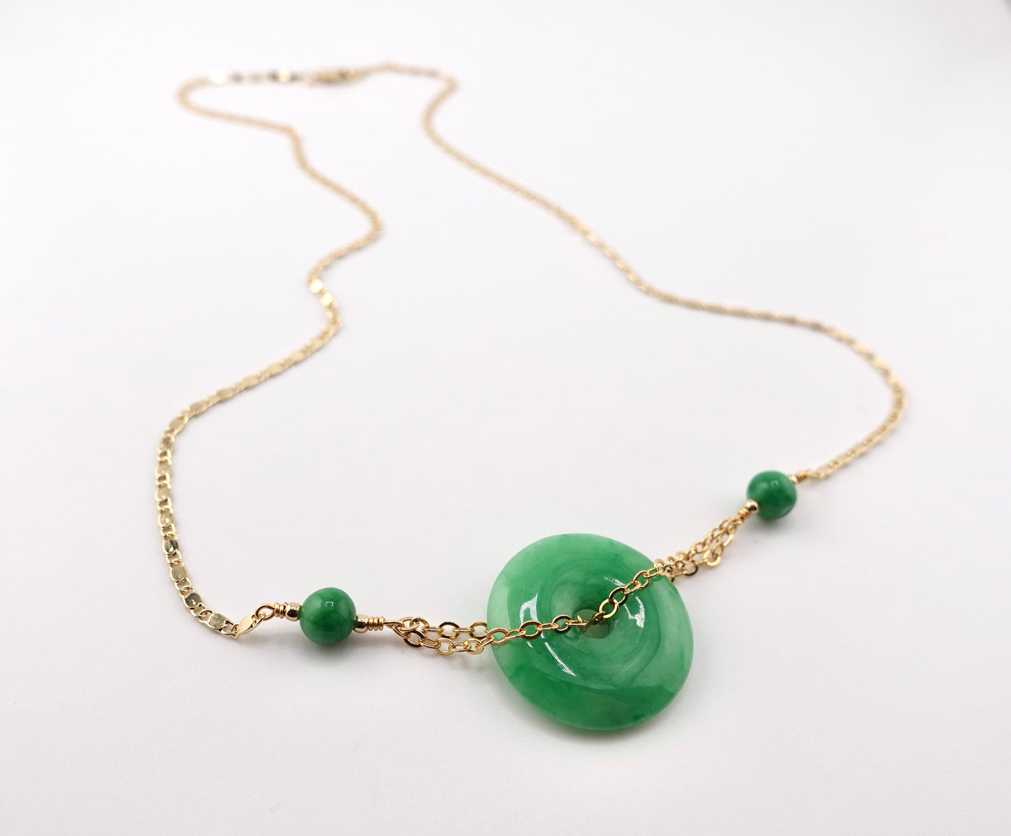 Emerald Jade donut necklace (jade ball detail)