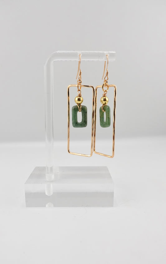 Rectangle jade earrings
