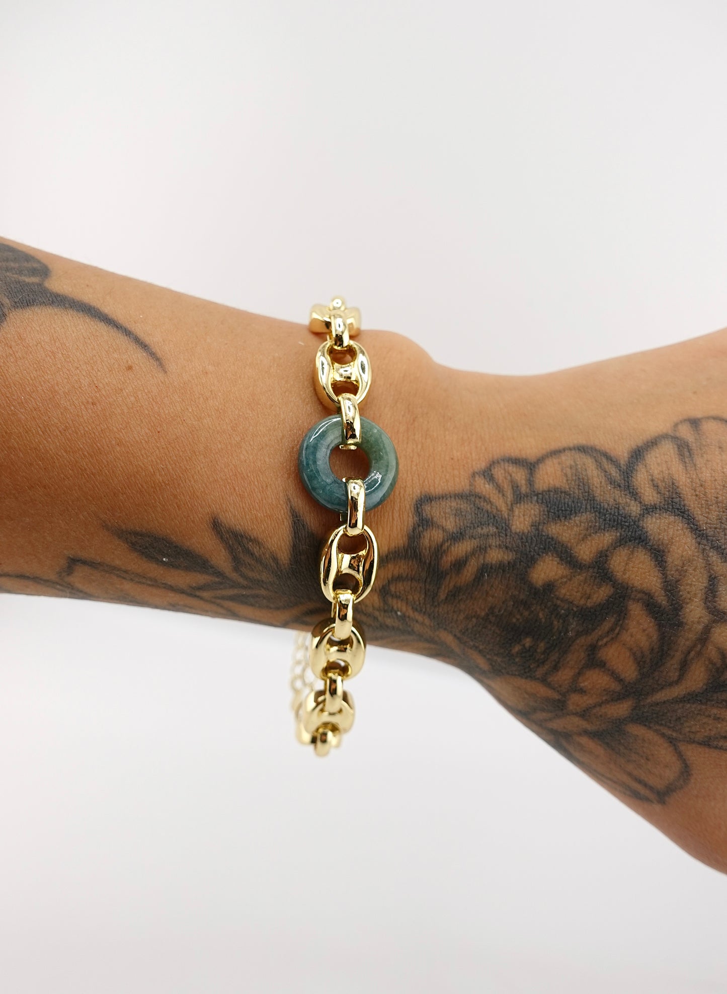 Chunky jade donut bracelet