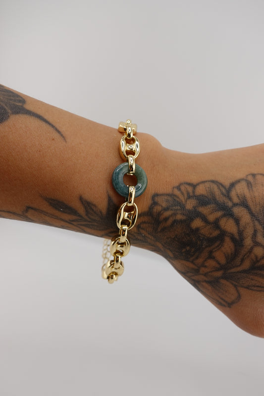 Chunky jade donut bracelet