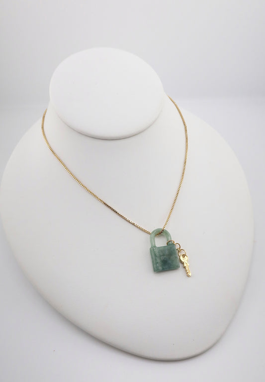 Jade lock necklace